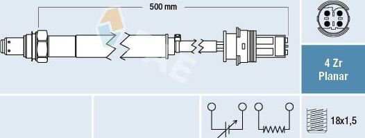 Лямбда-зонд (кислородный датчик) FAE. Артикул 77491