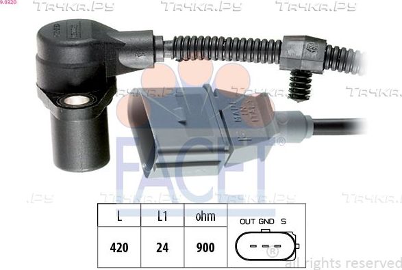 Датчик положения коленвала Facet Made in Italy - OE Equivalent для Porsche Cayenne I (955) 2003-2010. Артикул 9.0320