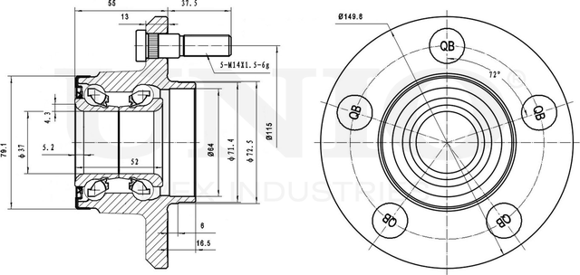Ступица колеса с интегрированным подшипником (Unio). Артикул HUB-20150