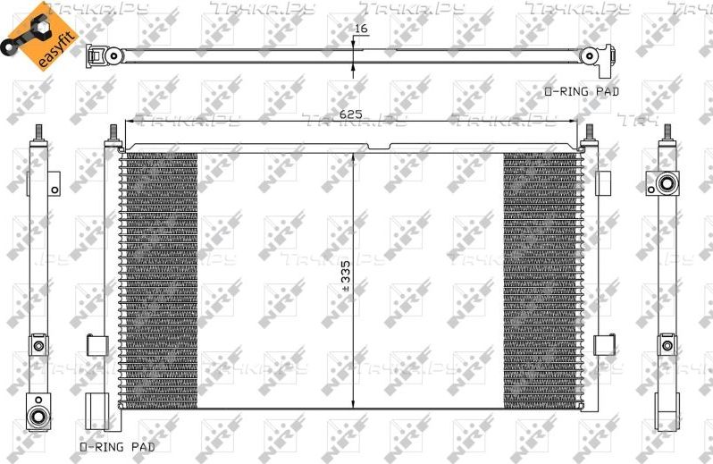 Радиатор кондиционера (конденсатор) NRF (алюминий). Артикул 35591