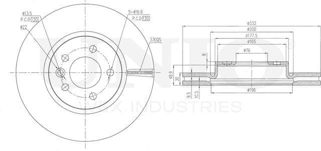 Диск тормозной (Unio). Артикул BRD-20569