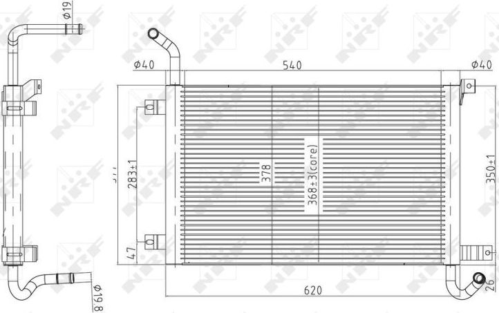 Радиатор охлаждения двигателя NRF (алюминий). Артикул 50145