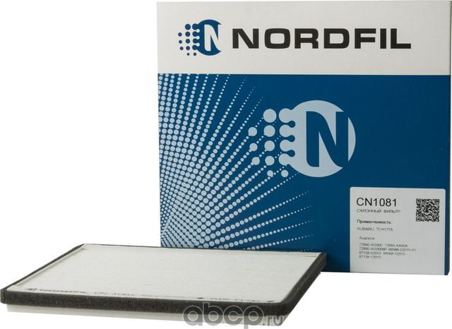 Фильтр салона угольный Subaru Legacy III  Outback II  Toyota RAV4 II  Yaris (Nordfil). Артикул cn1081k