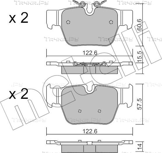 Тормозные колодки Metelli задние для BMW X2 I (F39) 2017-2026. Артикул 22-1267-0