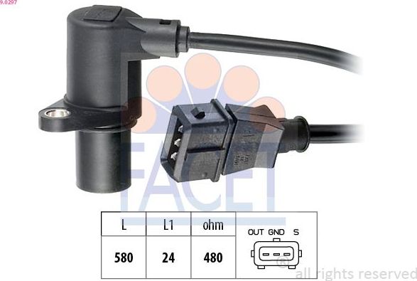 Датчик положения коленвала Facet Made in Italy - OE Equivalent для Audi 80 V (B4) 1993-1996. Артикул 9.0297