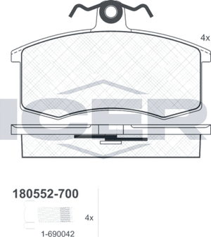 Тормозные колодки Icer передние для Datsun mi-DO 2014-2026. Артикул 180552-700
