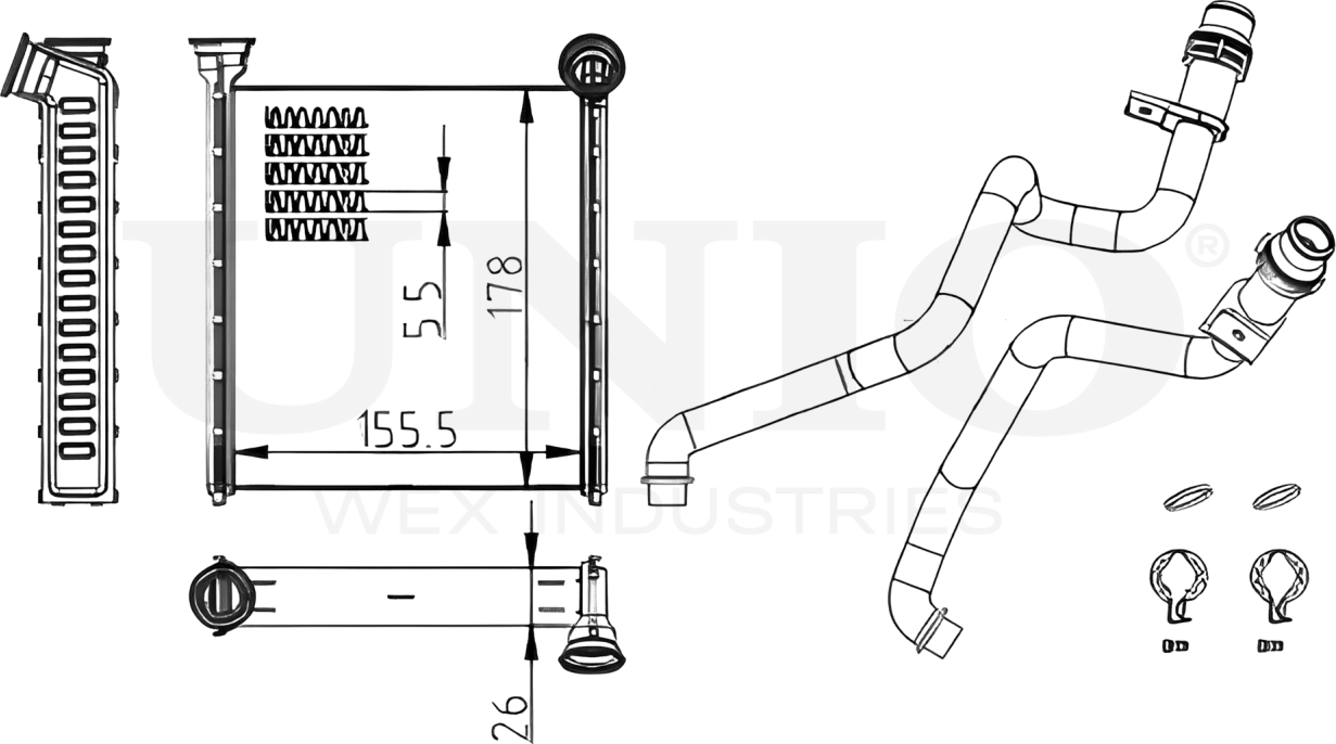 Радиатор отопителя (Unio). Артикул RAD-20040