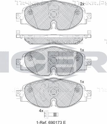 Тормозные колодки Icer передние для Skoda Octavia A7 2012-2019. Артикул 182111-204