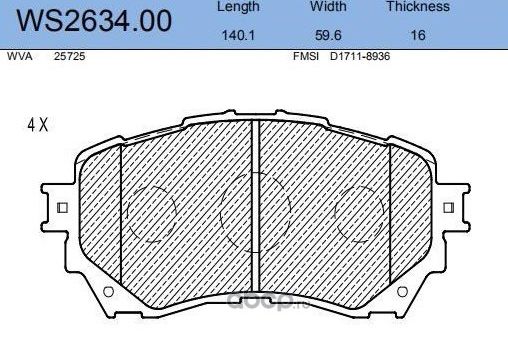 Колодки тормозные дисковые передние MAZDA 6 (GJ, GL) 2.0 12.2012 (Jeenice). Артикул WS263400