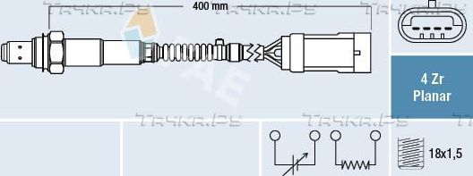 Лямбда-зонд (кислородный датчик) FAE для Renault Vel Satis I 2002-2009. Артикул 77206