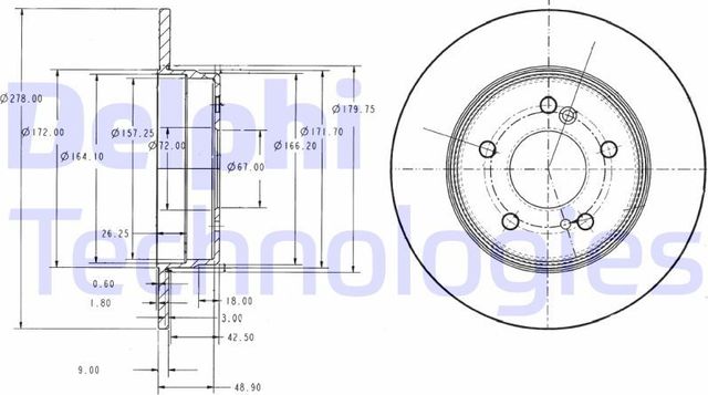 Тормозной диск Delphi задний для Chrysler Crossfire 2003-2008. Артикул BG3326C
