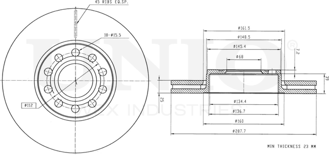 Диск тормозной (Unio). Артикул BRD-20300