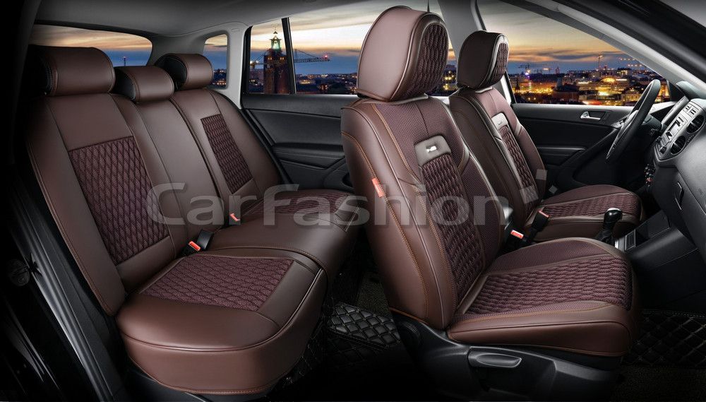 Чехлы универсальные каркасные CarFashion 5D Titan Plus на сидения авто, цвет Кофе/Кофе/Кофе/Кофе. Артикул 27240