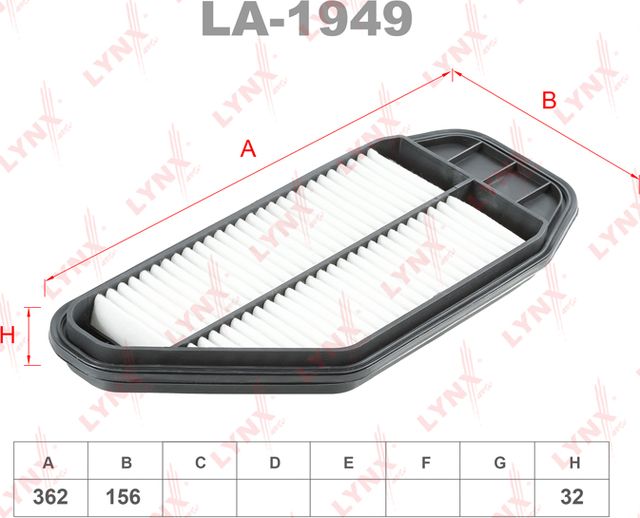 Воздушный фильтр LYNXauto для Chevrolet Spark II 2005-2009. Артикул LA-1949