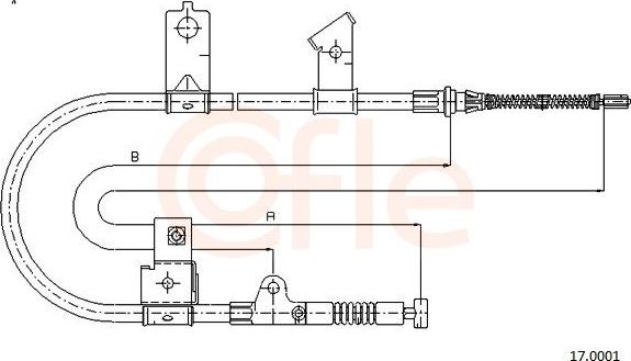 Трос ручника (тросик ручного тормоза) Cofle задний правый для Nissan Micra K11 1993-2003. Артикул 92.17.0001