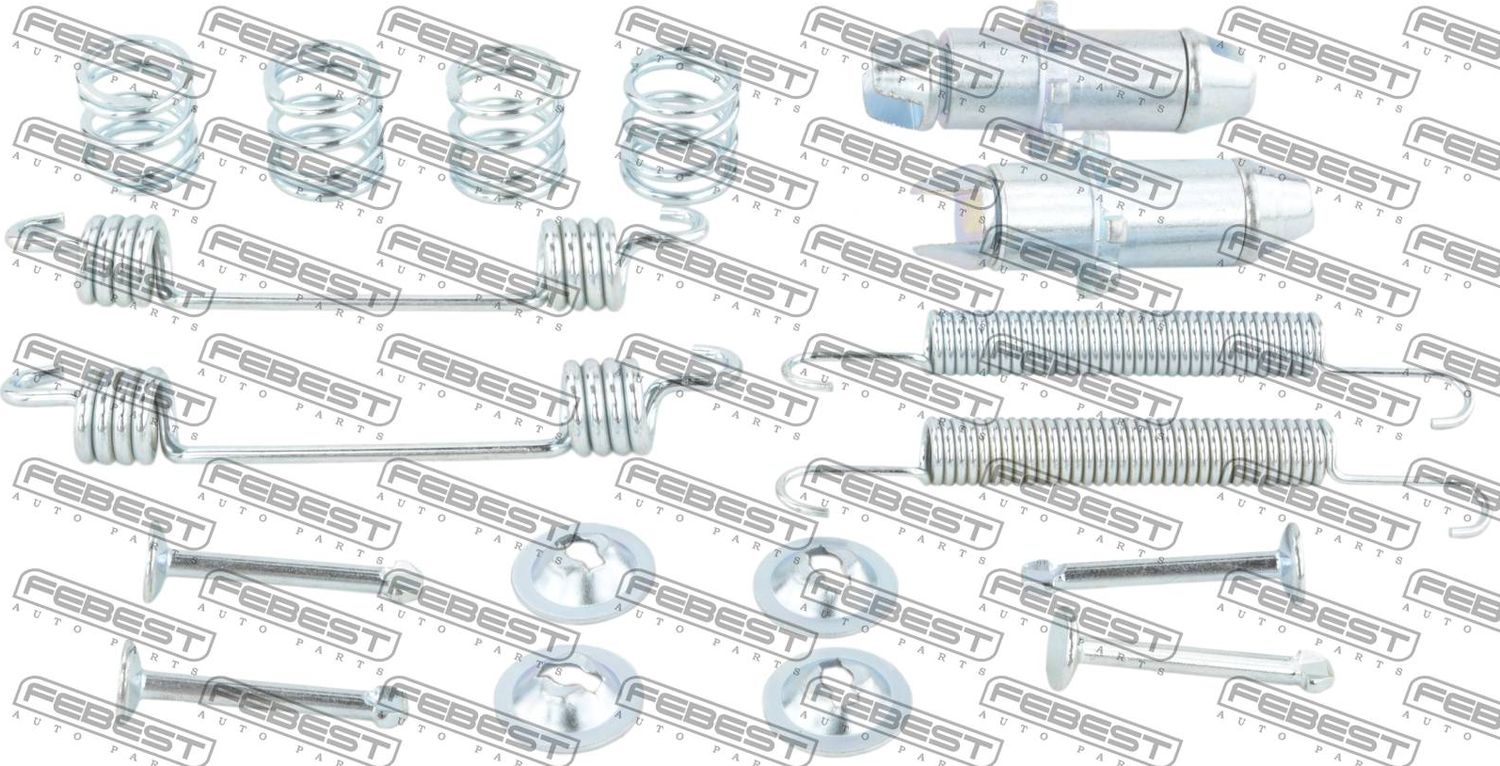 Монтажный комплект барабанных колодок Febest. Артикул 1204-TUC2WDR-KIT