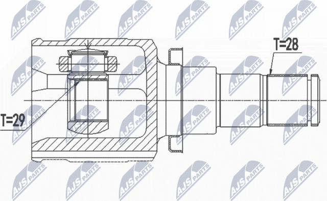 Шрус внутренний (граната) NTY передний левый для Suzuki SX4 II (S-Cross) 2013-2026. Артикул NPW-SU-038