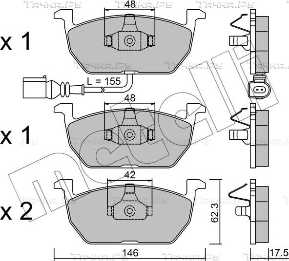 Тормозные колодки Metelli передние для SEAT Leon III 2012-2026. Артикул 22-1028-0