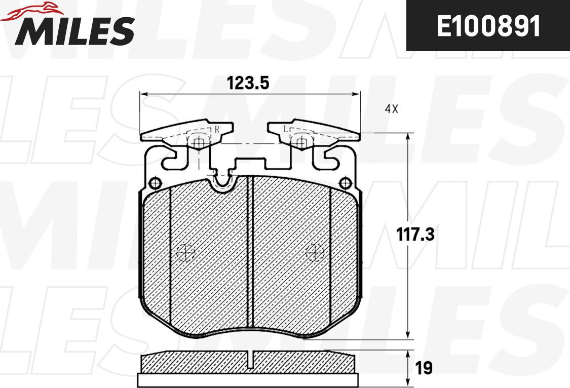 Колодки тормозные BMW 5 G30/ X5 G05/ 7 G11/G12 13- передние SemiMetallic (Miles) Miles. Артикул E100891
