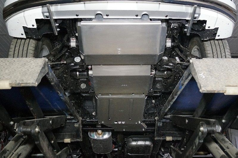 Защита алюминиевая ТСС (4 мм) для картера, переднего моста, КПП и РК Great Wall Poer Kingkong 2023-2026. Артикул ZKTCC00598K