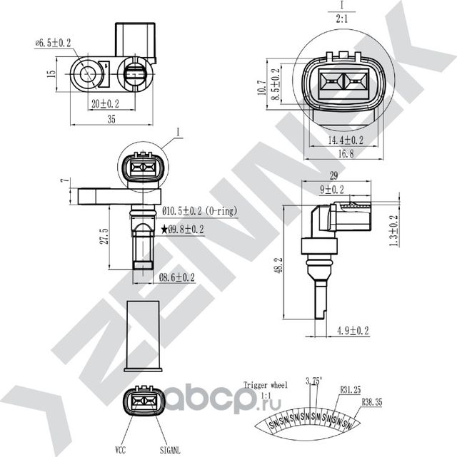 Датчик ABS передний правый TOYOTA LAND CRUISER 200 10->, 4 RUNNER 02-06 (Zennek). Артикул DAS0094