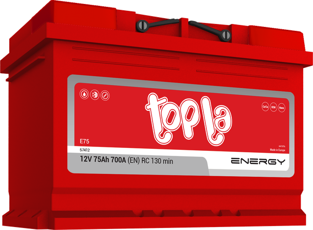 Аккумулятор TOPLA Energy 75 А/ч R+ 57412 278x175x190 EN750 А. Артикул 108275