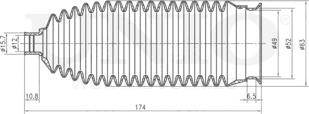Пыльник рулевой рейки (Unio). Артикул DUC-20005