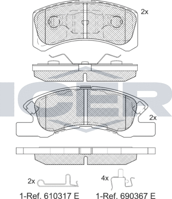 Тормозные колодки Icer передние для Daihatsu Cuore VI (L251) 2003-2007. Артикул 181701-208