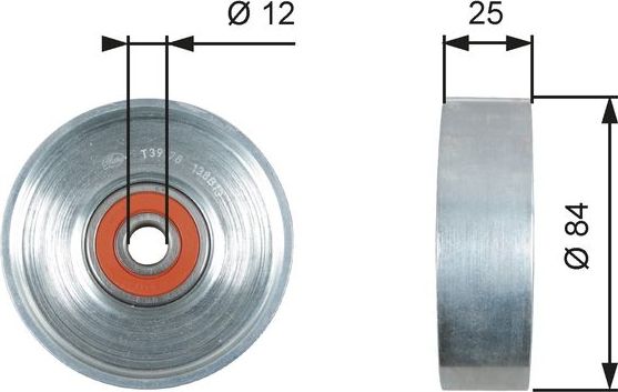 Натяжной ролик (натяжитель) приводного поликлинового ремня Gates DriveAlign®. Артикул T39178