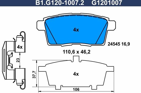 Тормозные колодки Galfer. Артикул B1.G120-1007.2