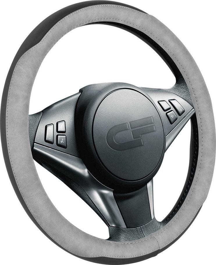Оплётка на руль CarFashion Bison (размер M, экокожа, цвет ЧЕРНЫЙ/СЕРЫЙ/СЕРЫЙ). Артикул 31295