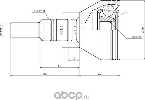 Шрус Наружный (Zikmar). Артикул Z88307R