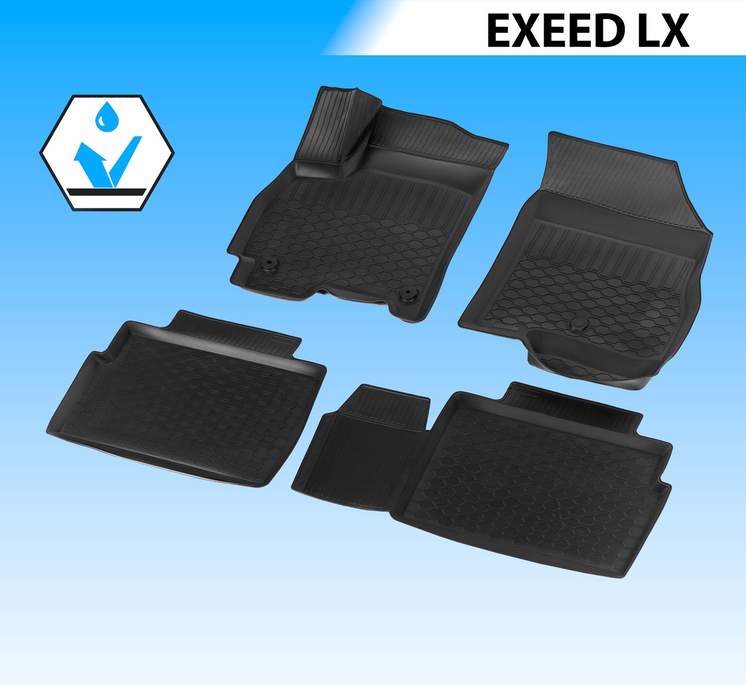 Коврики Rival для салона Exeed LX 2022-2026. Артикул 10910001