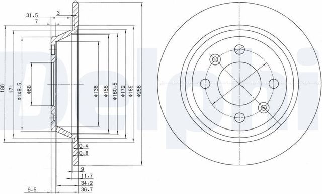 Тормозной диск Delphi задний для Saab 900 I 1978-1994. Артикул BG2420