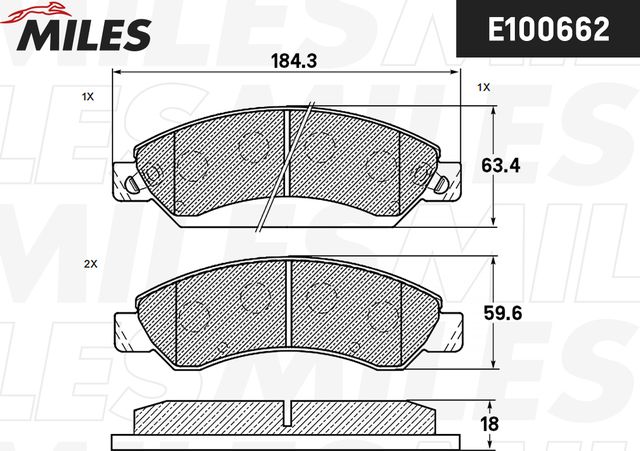Тормозные колодки Miles (Semi-Metallic). Артикул E100662