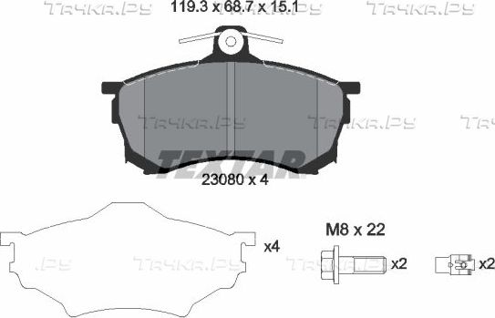 Тормозные колодки Textar передние для Mitsubishi Carisma I 1995-1999. Артикул 2308001
