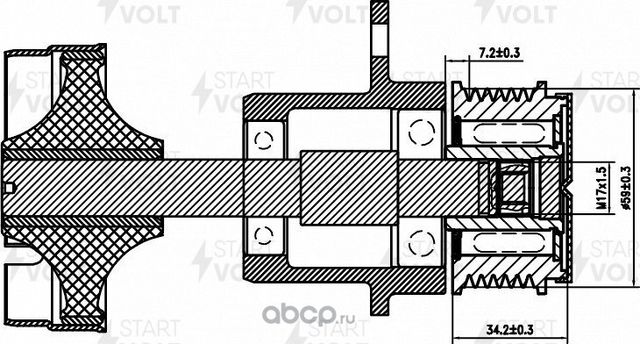 Муфта генератора обгонная StartVOLT для Ford Focus II 2004-2012. Артикул SGP 0110