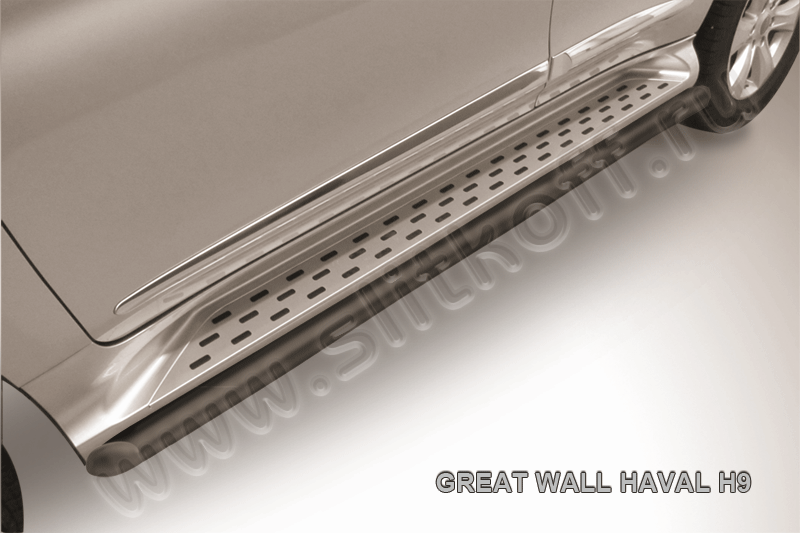 Пороги Slitkoff d57 для Haval H9 2014-2017 Черные. Артикул HavH9006B