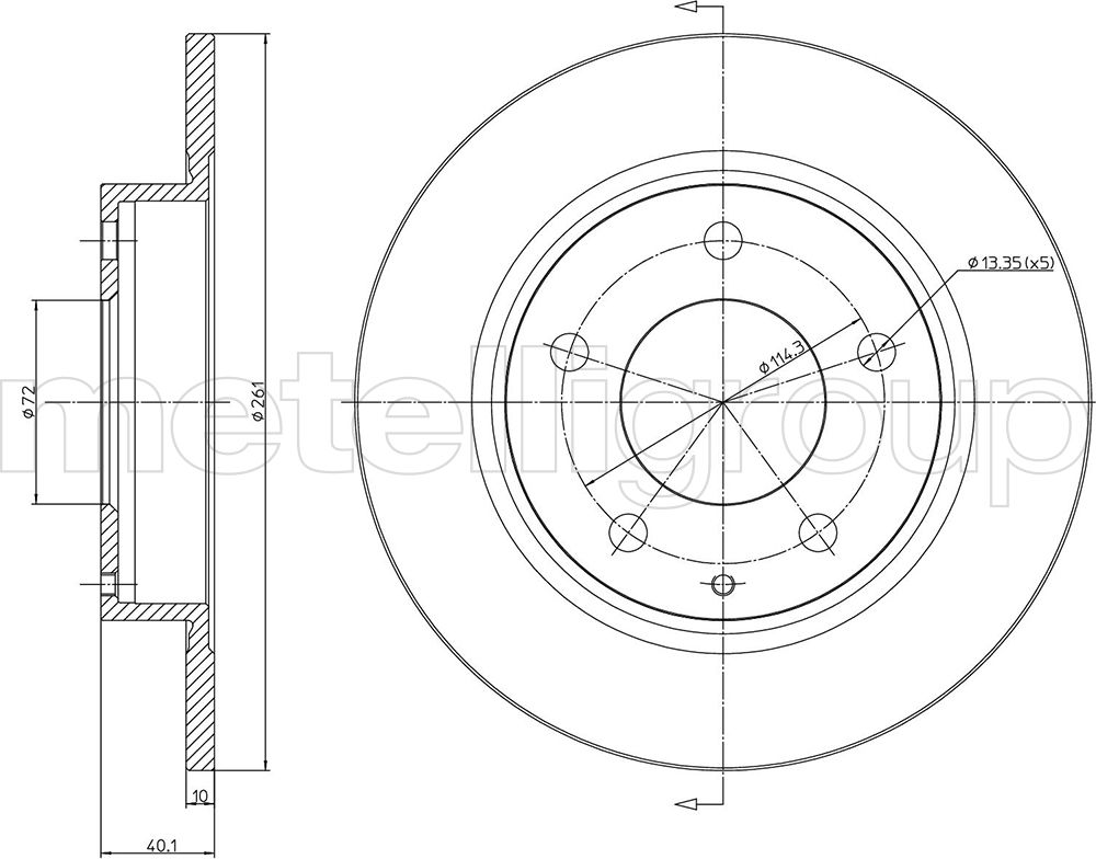 Тормозной диск Metelli задний для Mazda Premacy I (CP) 1999-2005. Артикул 23-0786