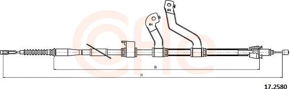 Трос ручника (тросик ручного тормоза) Cofle задний правый для Hyundai i30 II 2011-2017. Артикул 17.2580