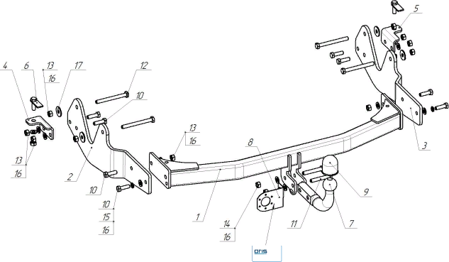 Фаркоп Oris (ранее Bosal) для Hyundai Staria 2022-2026. Артикул 4222-A