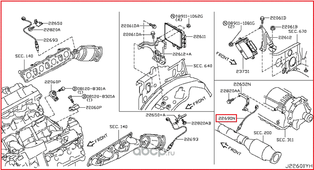 Лямбда-зонд (кислородный датчик) Nissan для Nissan GT-R I 2007-2026. Артикул 226A0EN21A