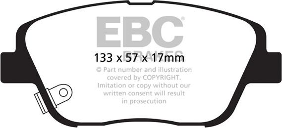 Тормозные колодки EBC Brakes передние для Kia Optima III 2012-2015. Артикул DP21864