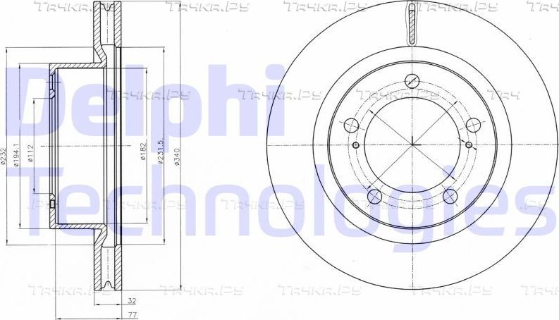 Тормозной диск Delphi передний для Toyota Land Cruiser 200 2007-2020. Артикул BG9067