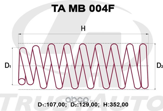 Пружина подвески усиленная () (Trustauto). Артикул TAMB004F