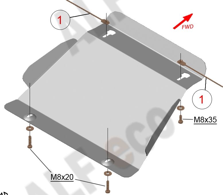 Защита алюминиевая Alfeco для картера Mitsubish Pajero Mini 1998-2012. Артикул ALF.14.40 AL4