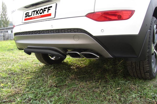 Защита Slitkoff заднего бампера d42 скоба для Hyundai Tucson III 4WD 2015-2026 Черная. Артикул HT4WD15007B