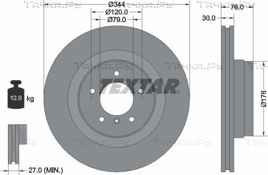 Тормозной диск Textar Pro. Артикул 92185103