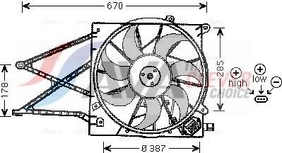 Вентилятор радиатора двигателя AVA (полимерный материал). Артикул OL7524