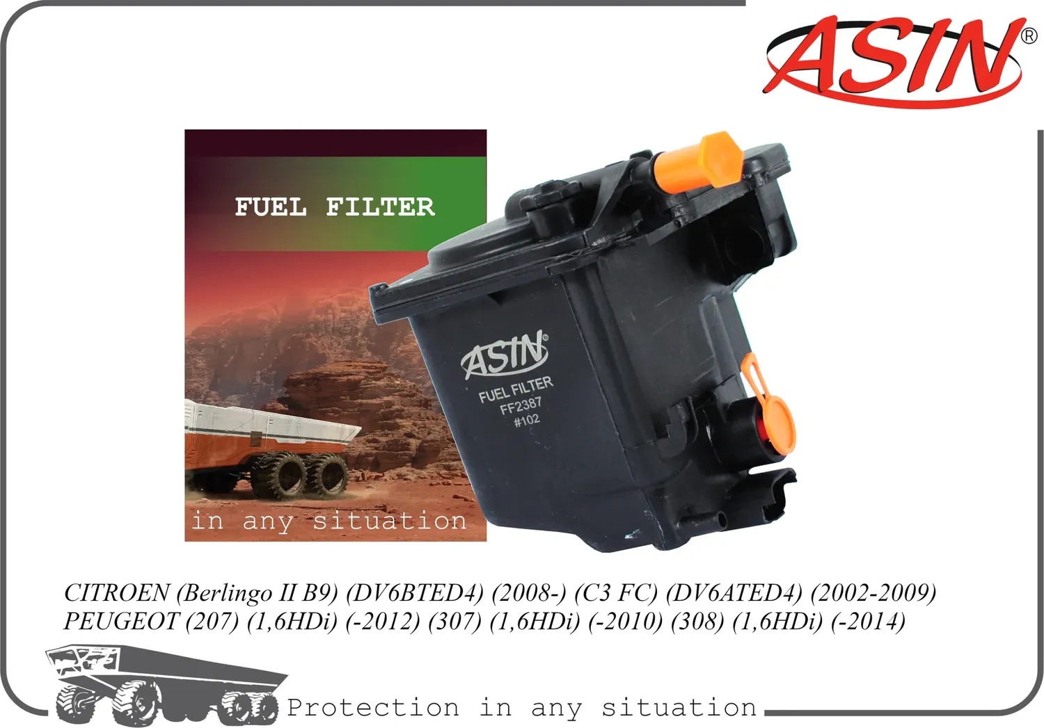 ASIN.FF2387 190195 PEUGEOT 407 1.6 HDi 04 Фильтр топливный Asin. Артикул ASINFF2387